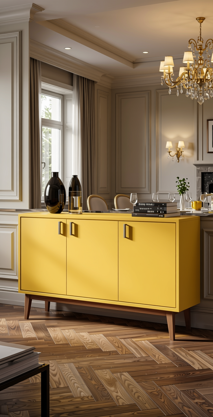 Maize Stalk Plain Laminate 8x4 ft Matte 1 mm - ZMT 242 — application view in a elegant dining room