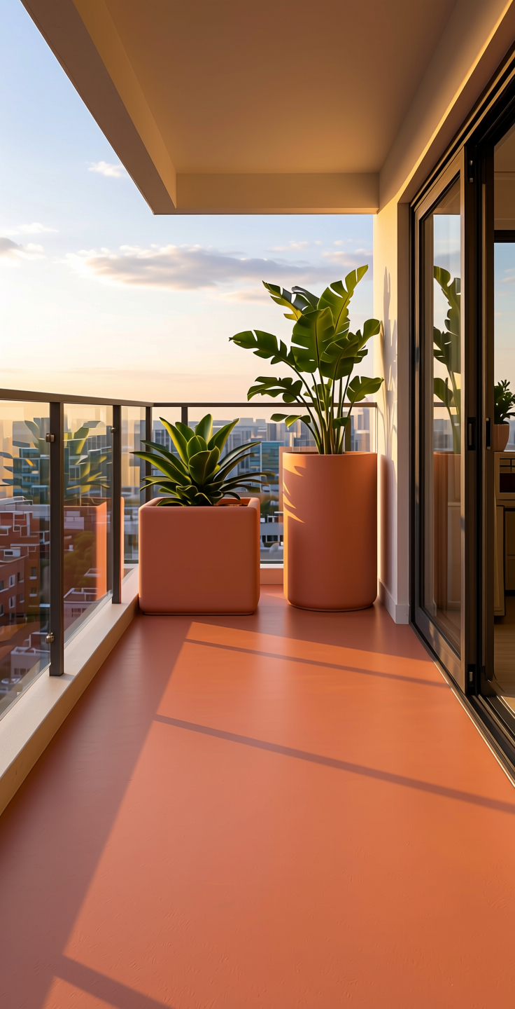 Sunset Beach Plain Laminate 8x4 ft Matte 1 mm - ZMT 245 — application view in a relaxing balcony