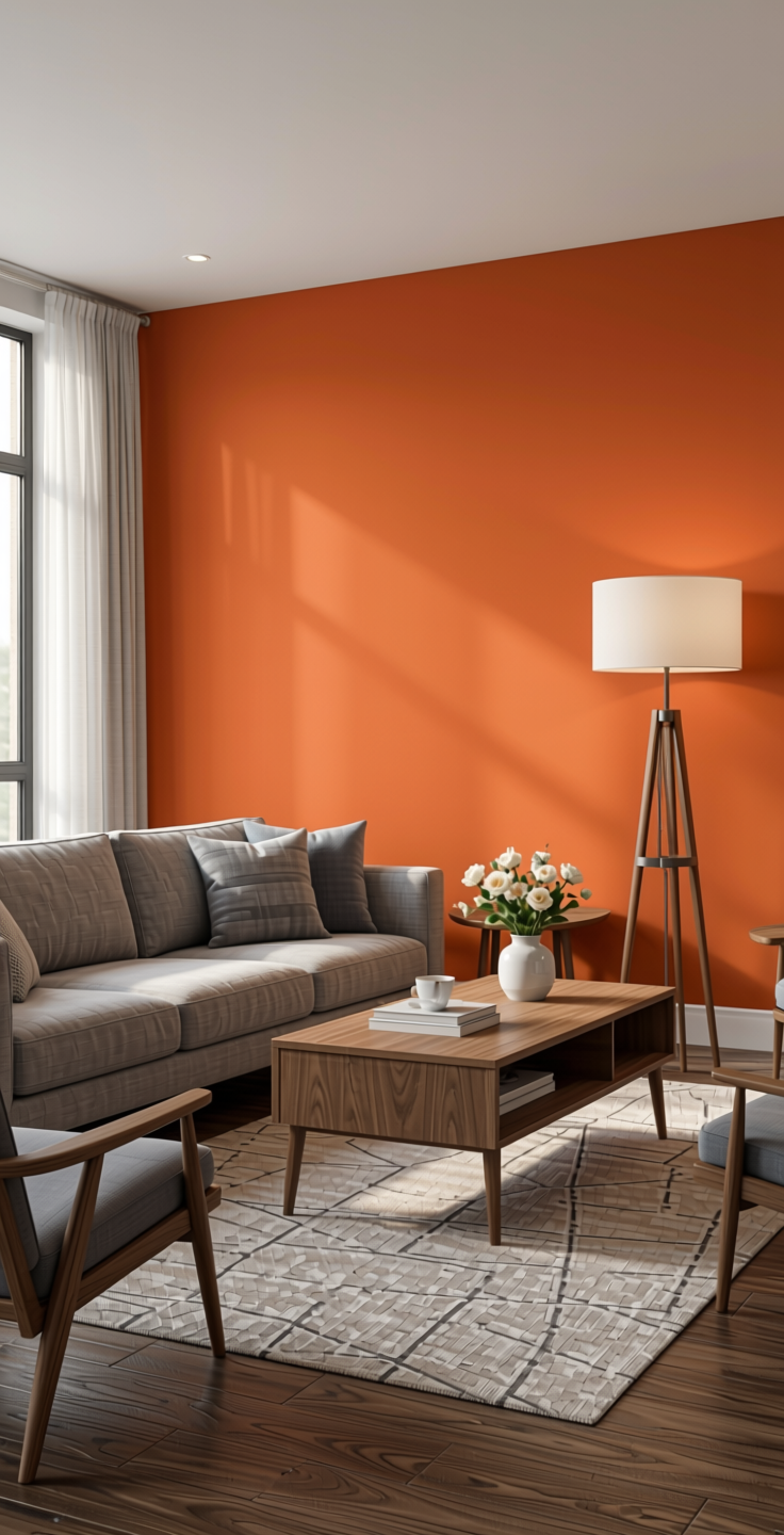 Volcano Plain Laminate 8x4 ft Matte 1 mm - ZMT 246 — application view in a bold living room