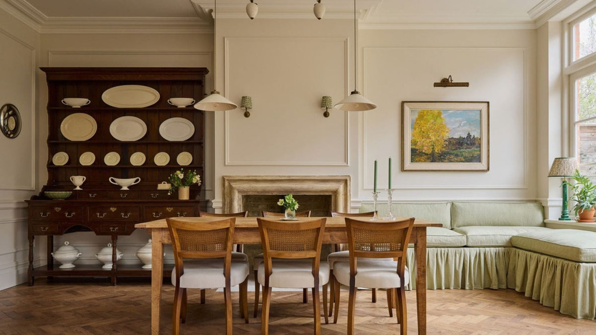 Interior with a matte solid colour wall panel look on the feature wall.