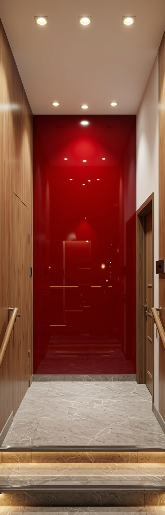 Crimson Flame Plain Laminate 8x4 ft High Gloss 1 mm - 157 AHG — application view in a entrance foyer