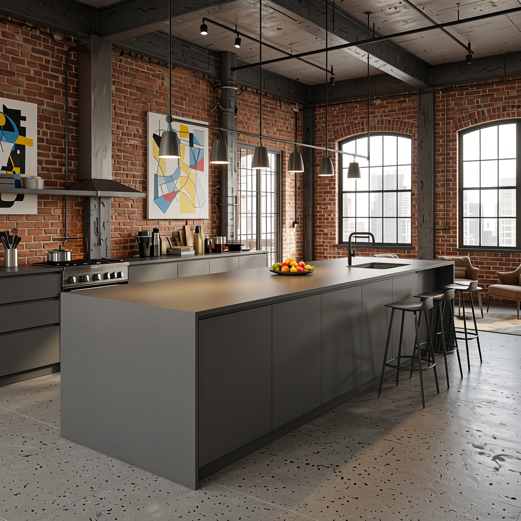 _ Plain Laminate 8x4 ft Texture 1 mm - 101 8 — application view in a industrial loft