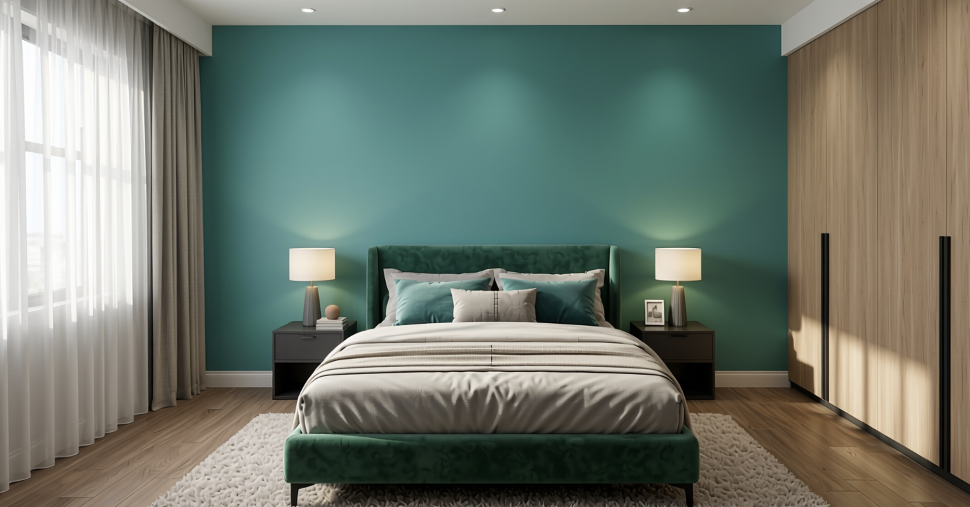Plain Laminate 8x4 ft Suede 1 mm - 538 SF — application view in a bedroom
