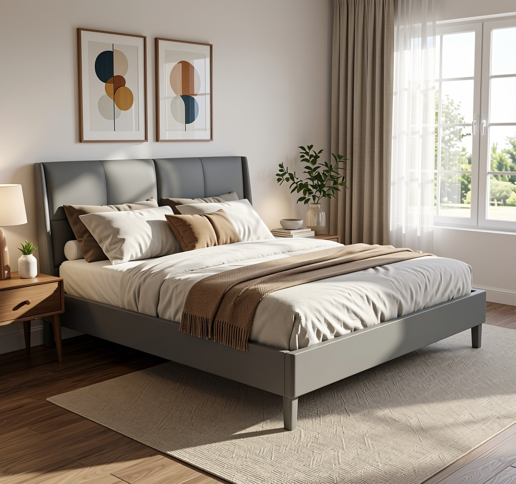 Heather Plain Laminate 8x4 ft Matte 1.2 mm - 27272 LV — application view in a serene bedroom