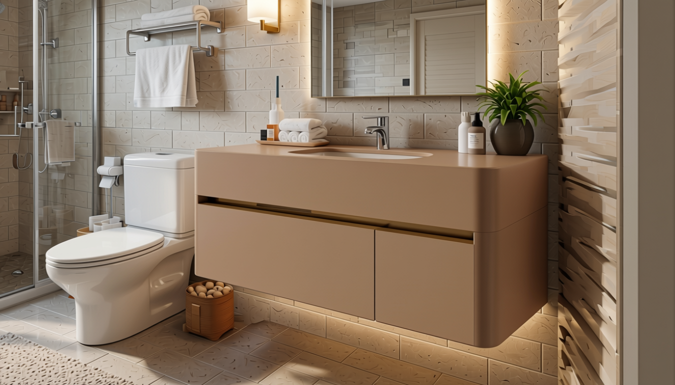 Plain Laminate 8x4 ft Matte 1 mm - LM 12743 — application view in a spa bathroom