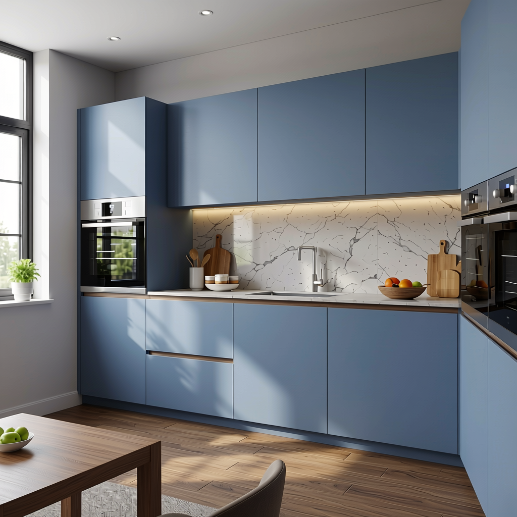 Plain Laminate 8x4 ft Matte 1 mm - LM 12745 — application view in a contemporary kitchen
