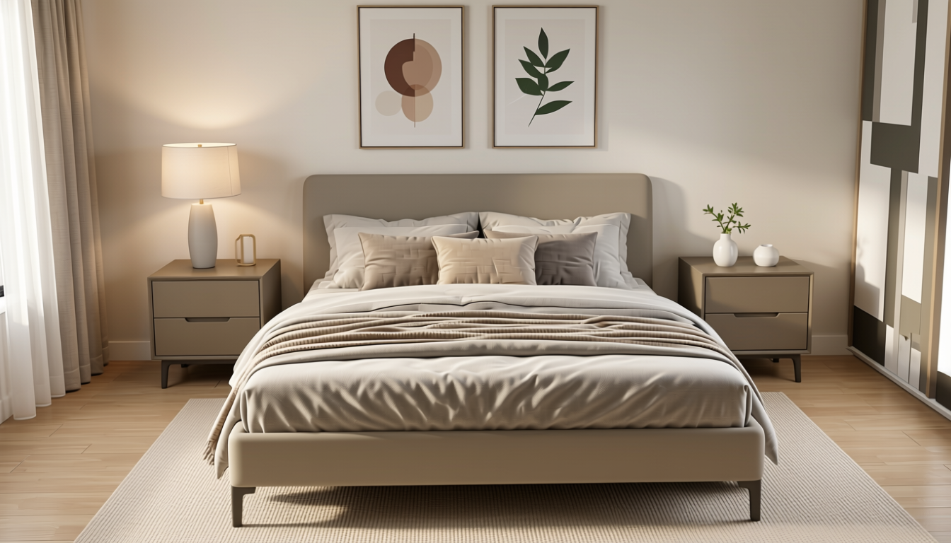 Plain Laminate 8x4 ft Matte 1 mm - LM 12747 — application view in a minimalist bedroom