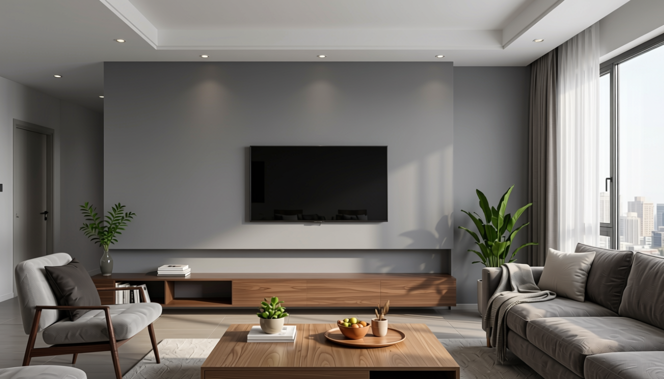 Plain Laminate 8x4 ft Matte 1 mm - LM 12749 — application view in a sleek living room