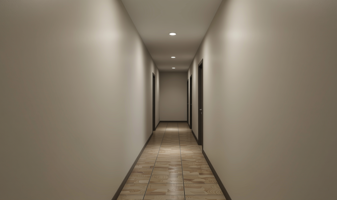 Plain Laminate 8x4 ft Matte 1 mm - LM 12753 — application view in a corridor