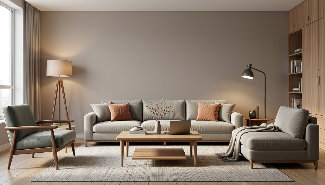 Plain Laminate 8x4 ft Matte 1 mm - LM 12757 — application view in a living room