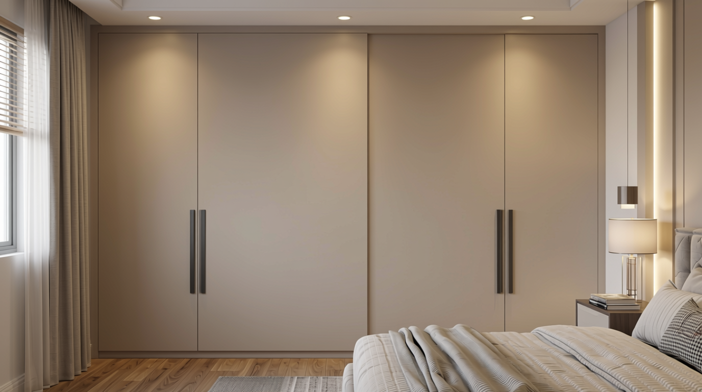 Plain Laminate 8x4 ft Matte 1 mm - LM 12761 — application view in a sleek bedroom