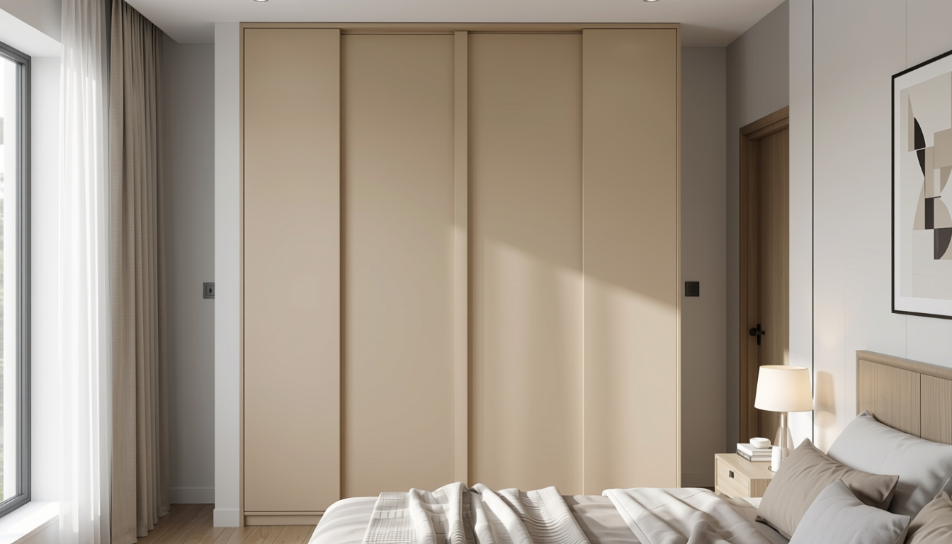 Plain Laminate 8x4 ft Matte 1 mm - LM 12766 — application view in a minimalist bedroom