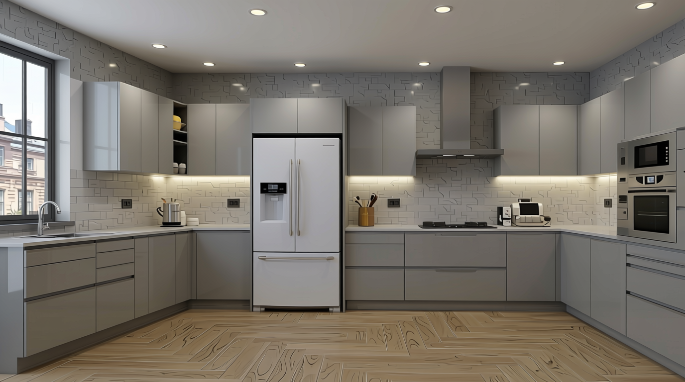 Plain Laminate 8x4 ft High Gloss 1 mm - LM 12768 — application view in a modern kitchen