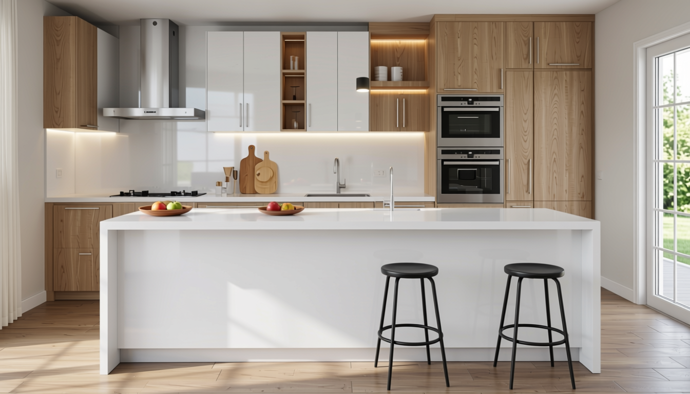 Plain Laminate 8x4 ft High Gloss 1 mm - LM 12773 — application view in a modern kitchen
