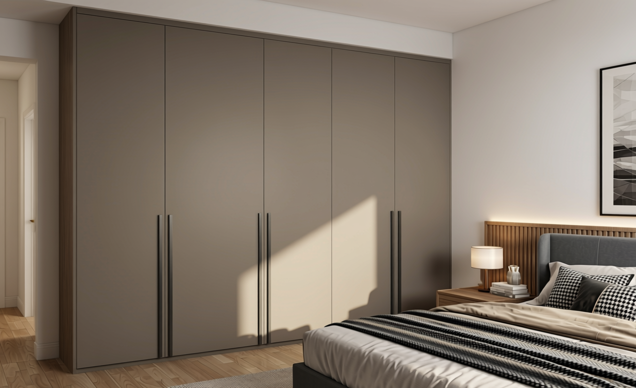 Plain Laminate 8x4 ft Texture 1 mm - LM 12774 — application view in a bedroom