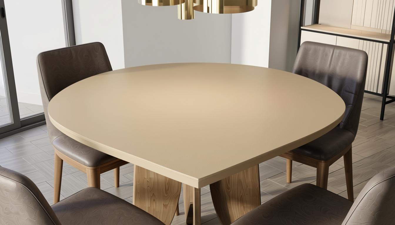 Plain Laminate 10x4 ft Matte 1 mm - LM 12786 — application view in a minimalist dining room