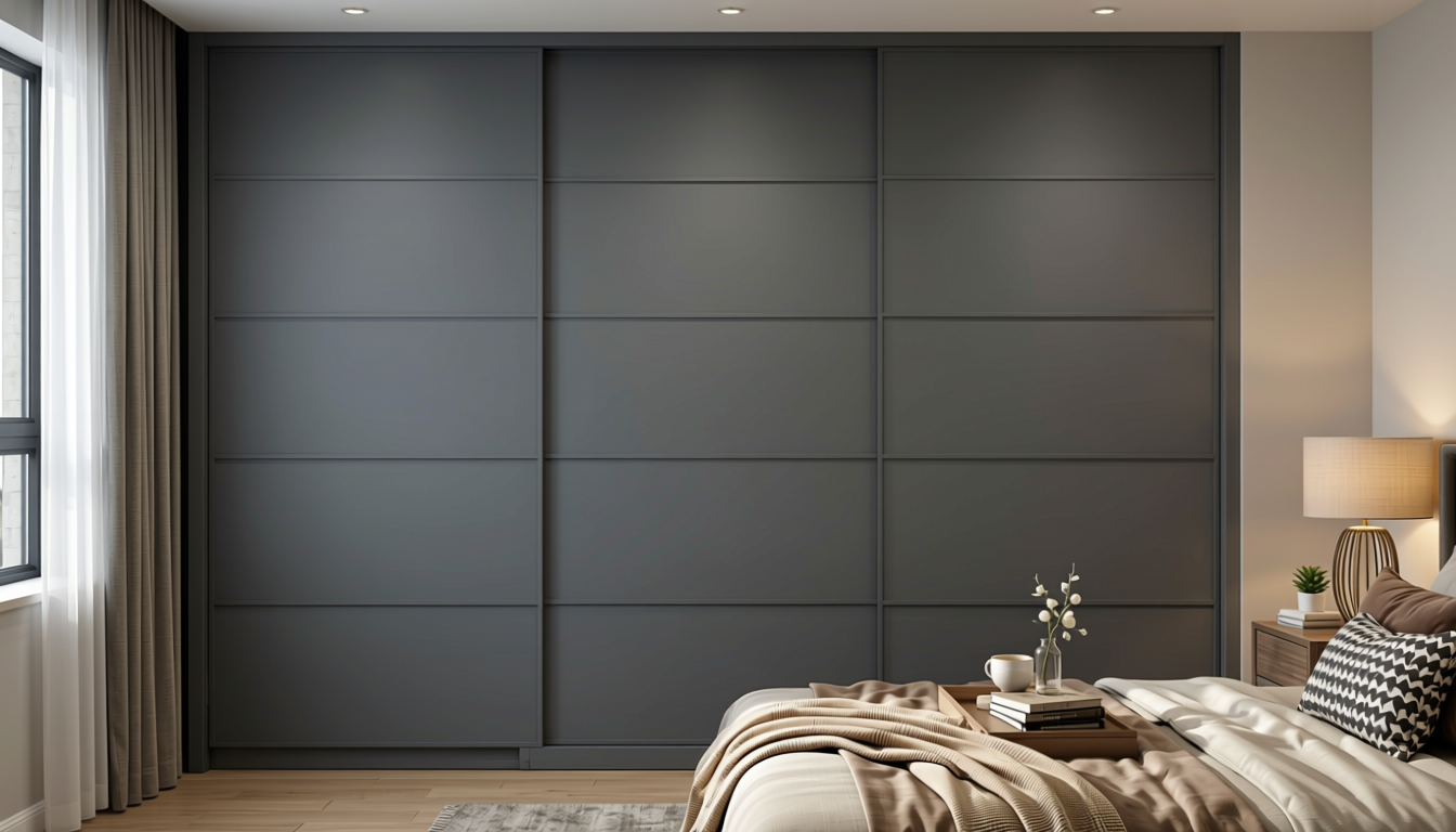 Plain Laminate 10x4 ft Matte 1 mm - LM 12789 — application view in a master bedroom