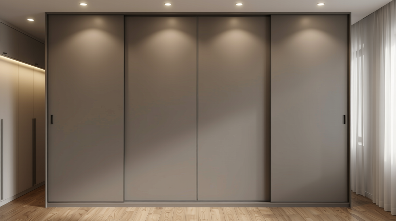 Plain Laminate 10x4 ft Matte 1 mm - LM 12792 — application view in a spacious wardrobe