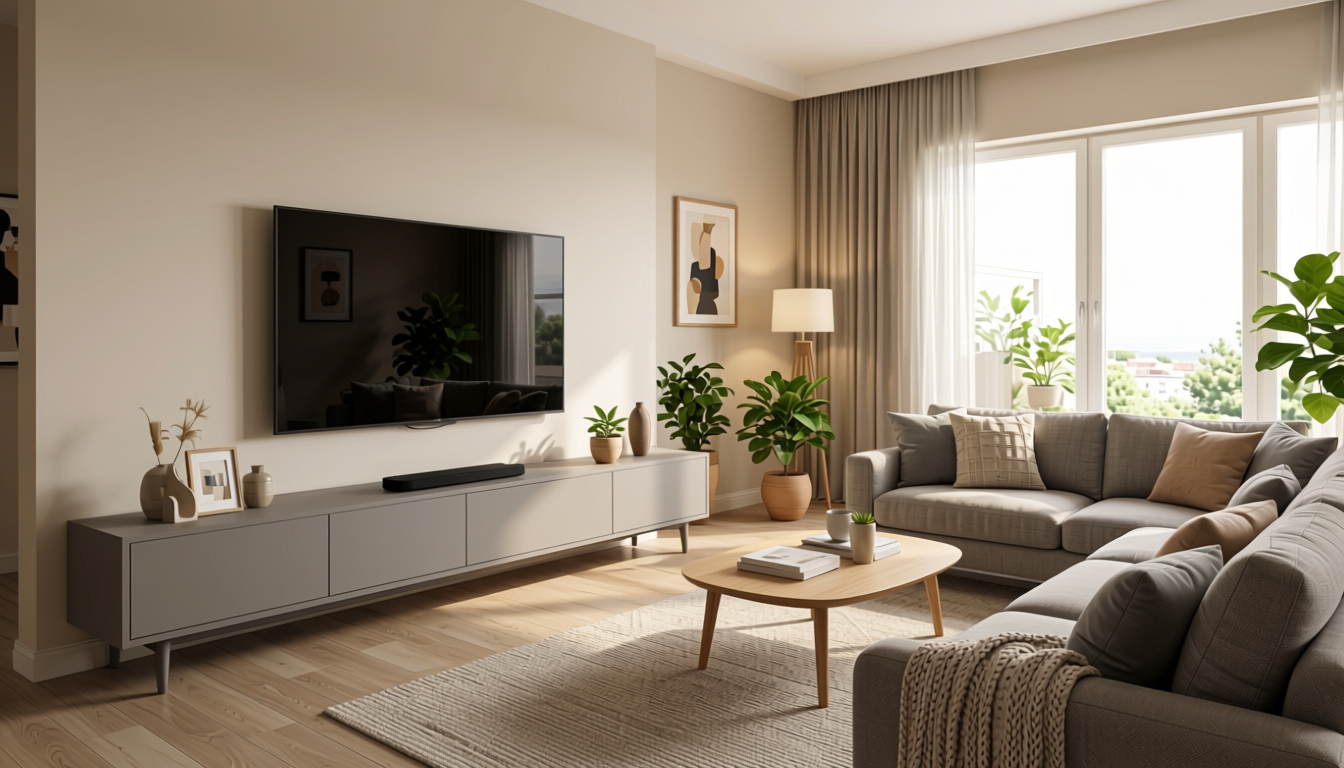 Plain Laminate 10x4 ft Matte 1 mm - LM 12794 — application view in a spacious living room