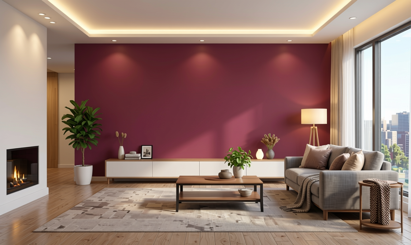 Plain Laminate 10x4 ft Matte 1 mm - LM 12799 — application view in a spacious living room