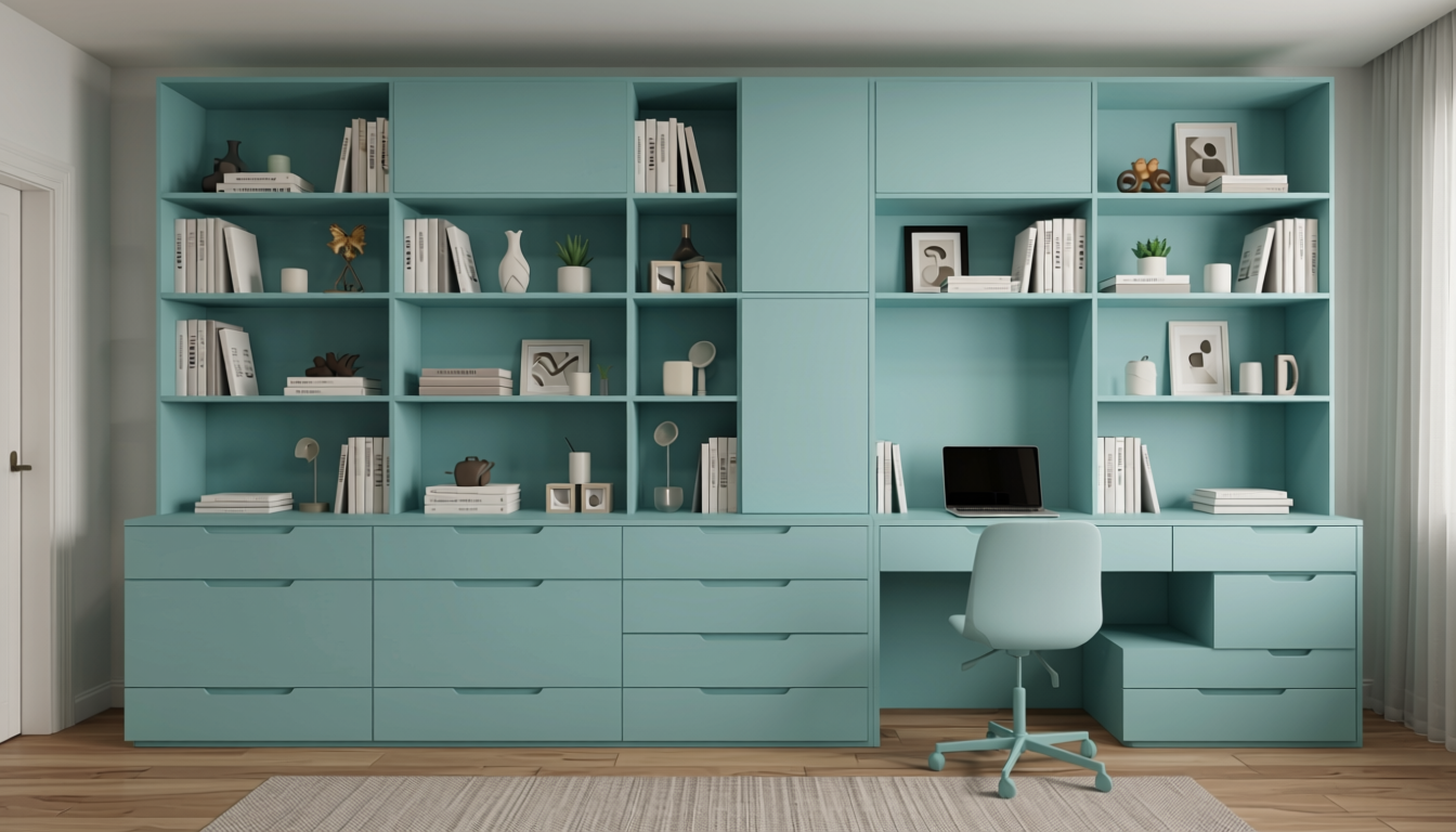 Robin Plain Laminate 8x4 ft Matte 0.95 mm - 3043 SN — application view in a calm study room