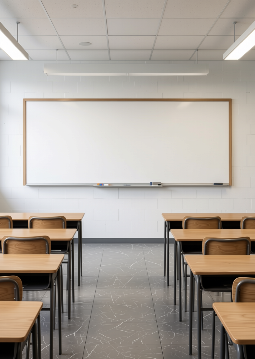 Marker Board Plain Laminate 8x4 ft Texture 1 mm - 101 White — application view in a classroom