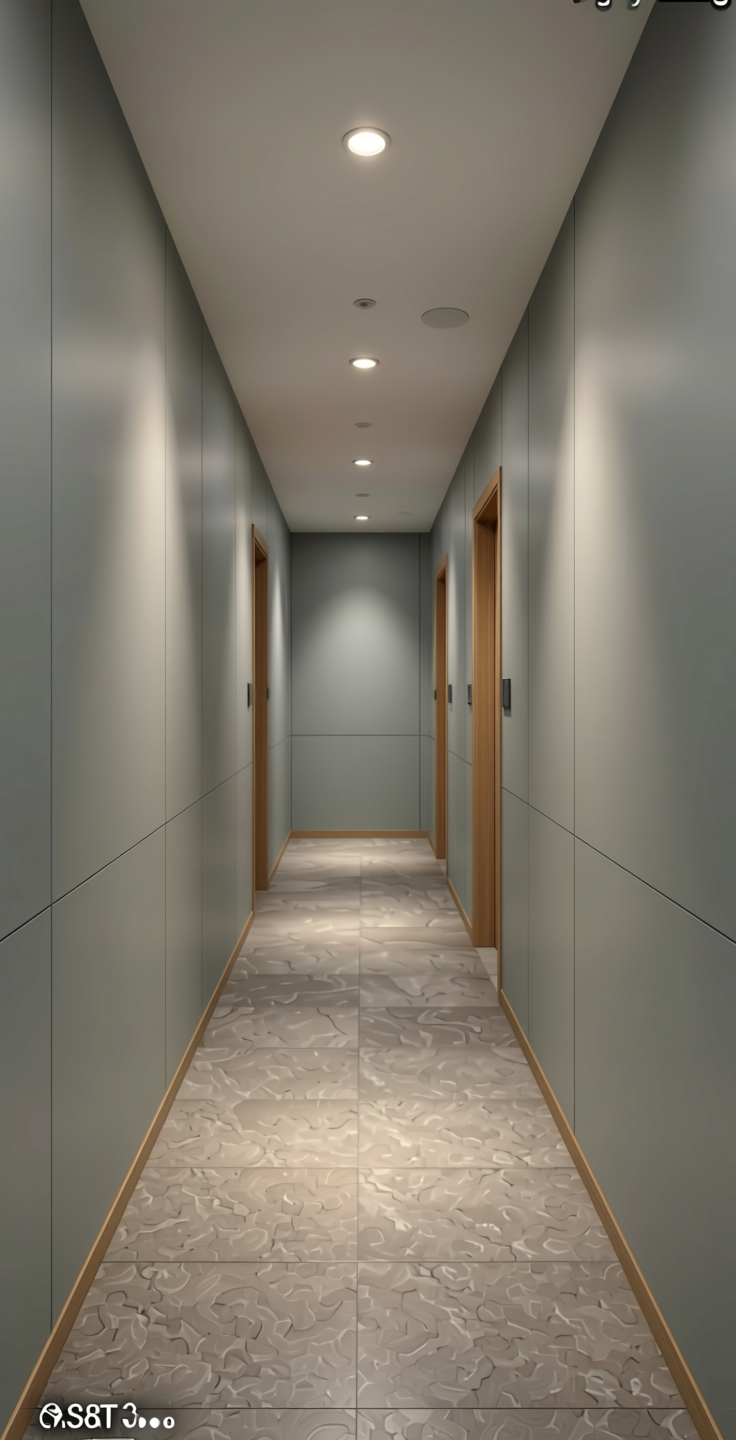 Decorative Plain colors Laminate 8*4 ft 1mm - 21019 — application view in a hallway