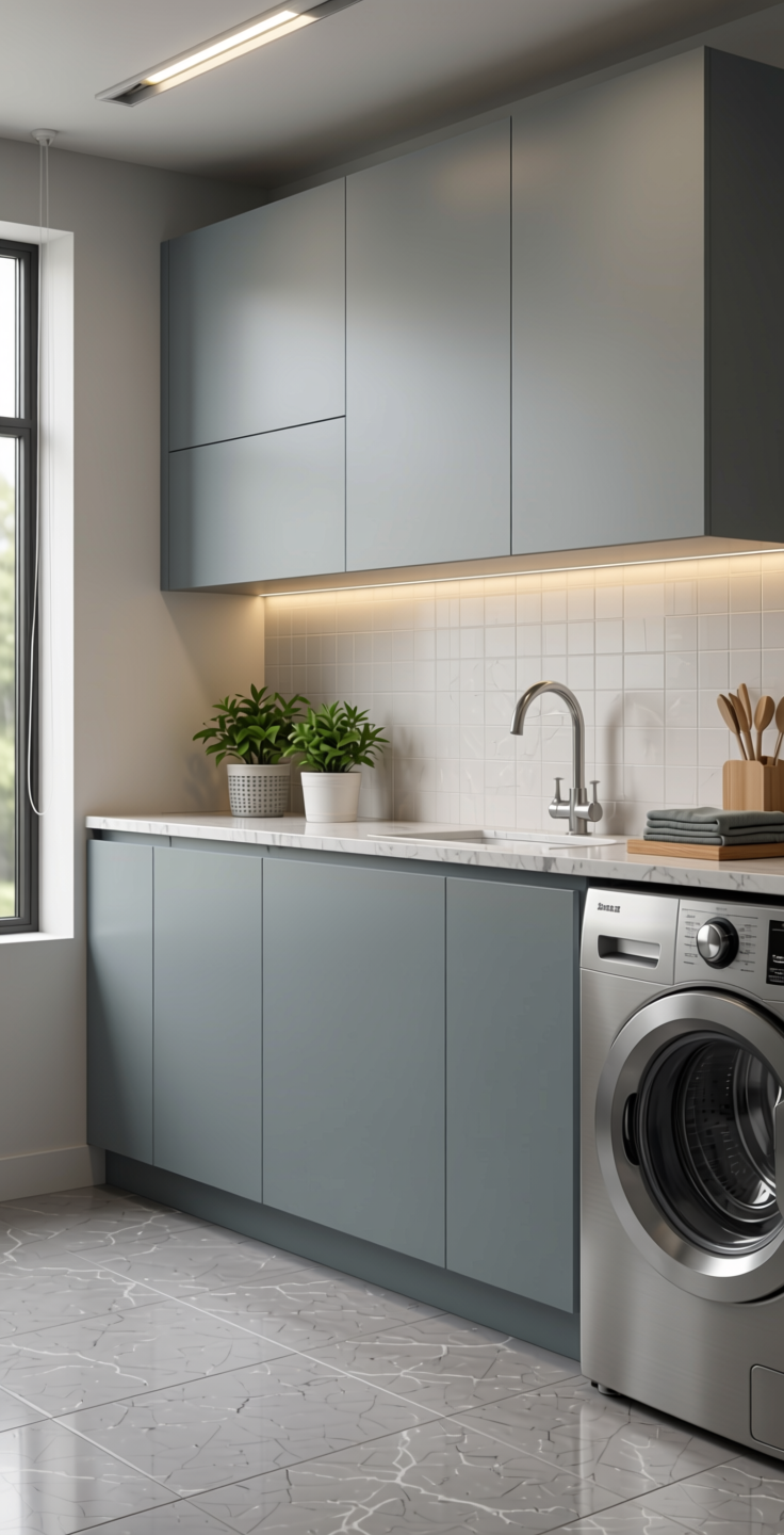 Decorative Plain colors Laminate 8*4 ft 1mm - 21089 — application view in a laundry room