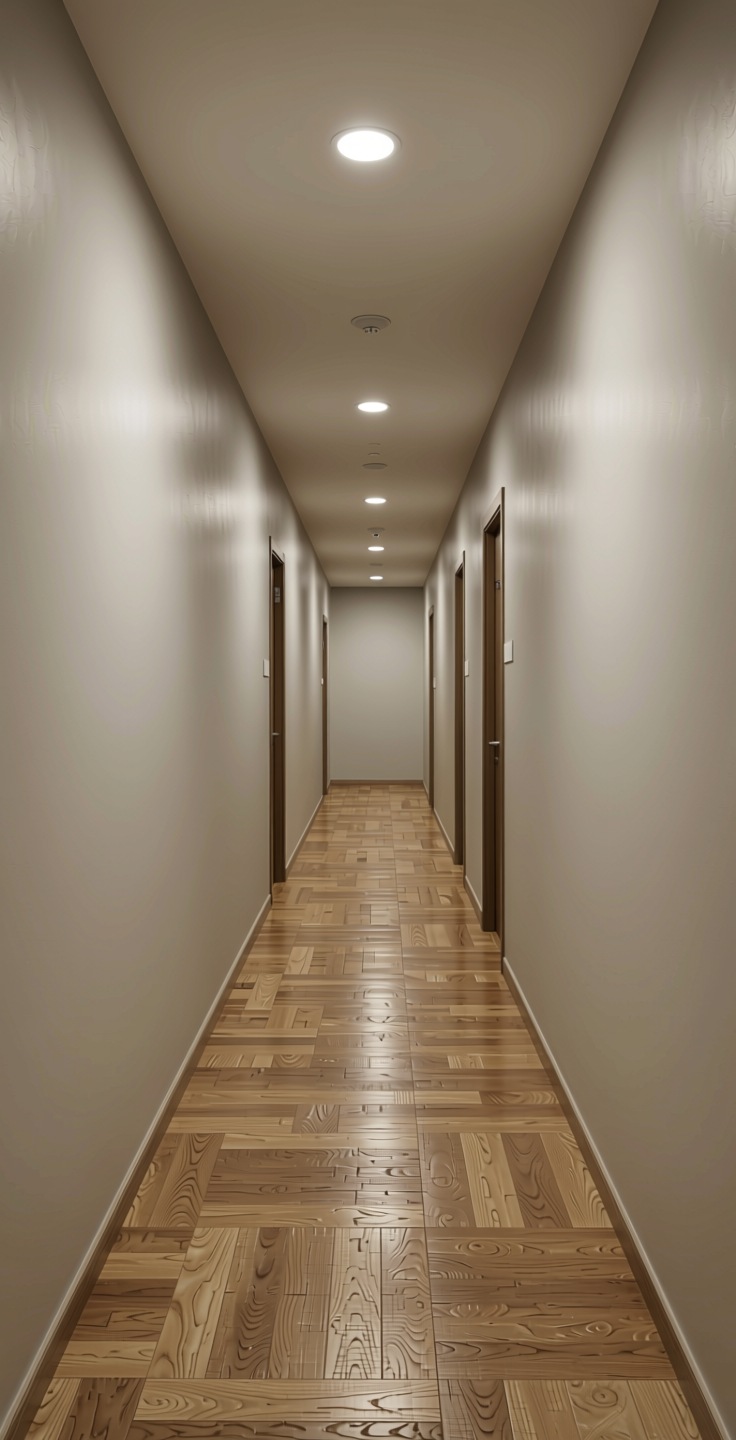 Decorative Plain colors Laminate 8*4 ft 1mm - 22107 — application view in a hallway