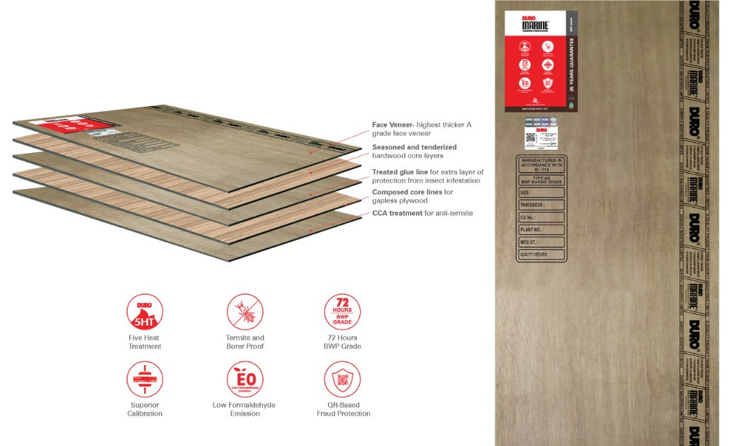 Duro Marine BWP Plywood 8*4 ft 6 mm - DUR-MAR-BWP-6