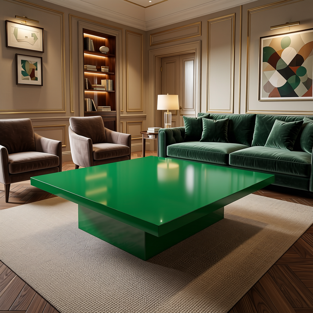 Emrald Plain Colors Laminate 8*4 ft High Gloss 1.0 mm - HER-1288 — application view in a elegant living room