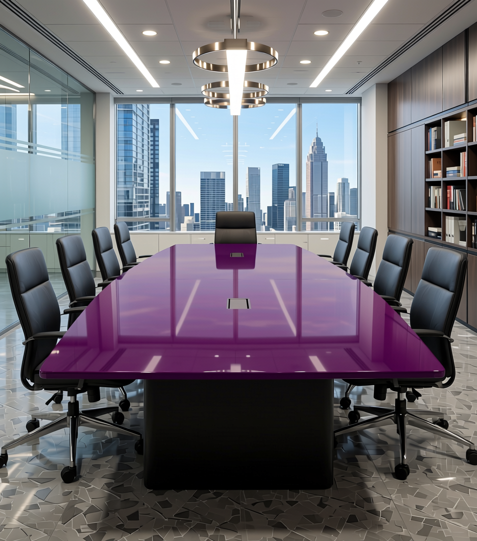 Enigma High Gloss Laminate 8*4 ft 1 mm - 1062 HGF — application view in a sleek office