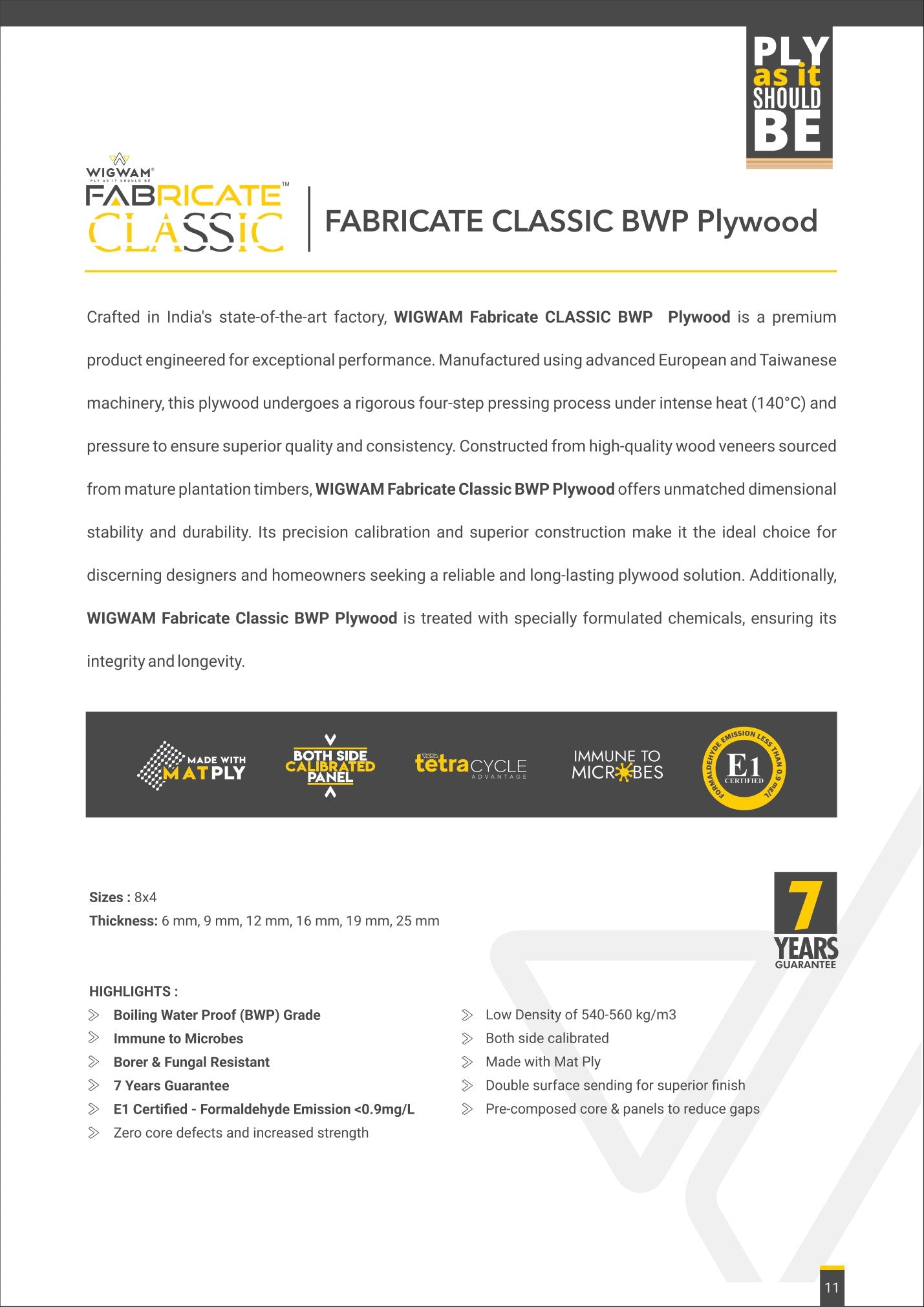 Fabricate Classic BWP BWP Plywood 8*4 ft 16 mm - WGW-FABCLA-BWP-16