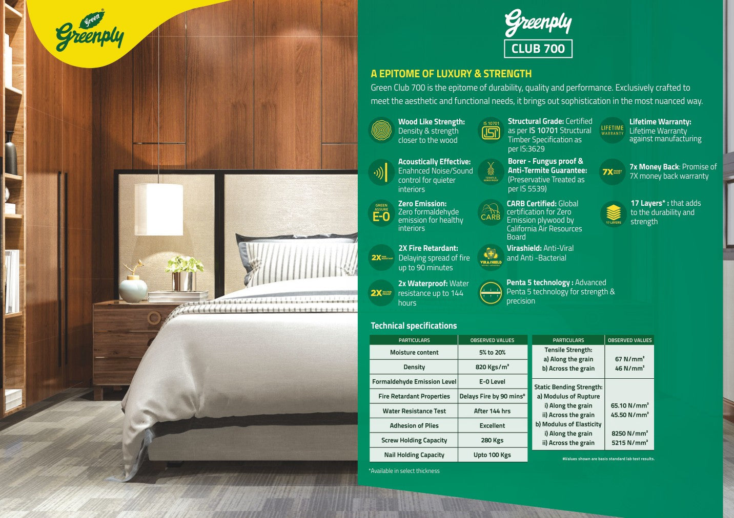 Greenply Club 700 Plywood 8*4 ft 19 mm - GRP-CLU700-NA-19