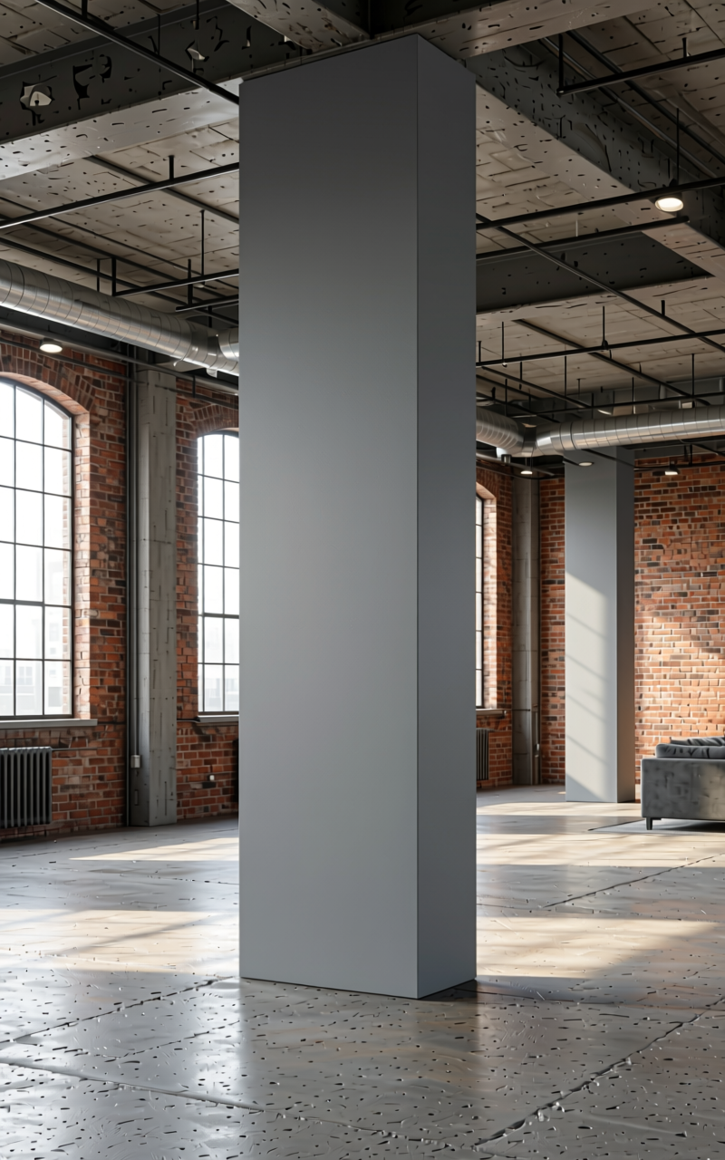 Grey Texture Laminate 4.25x10 ft - STY-SOL-1072 — application view in a industrial loft