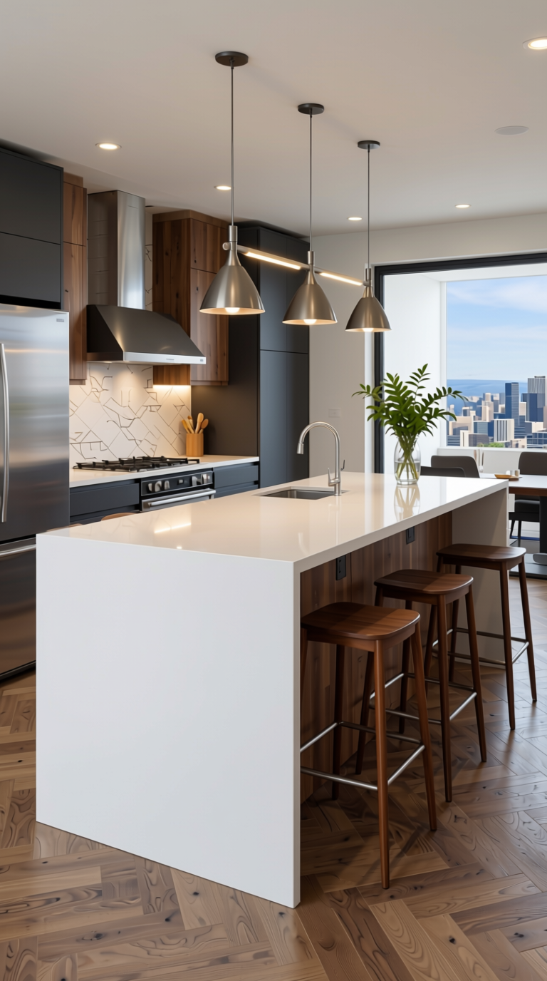 Gudiva White Texture Laminate 4.25x10 ft - STY-SOL-1768 — application view in a contemporary kitchen