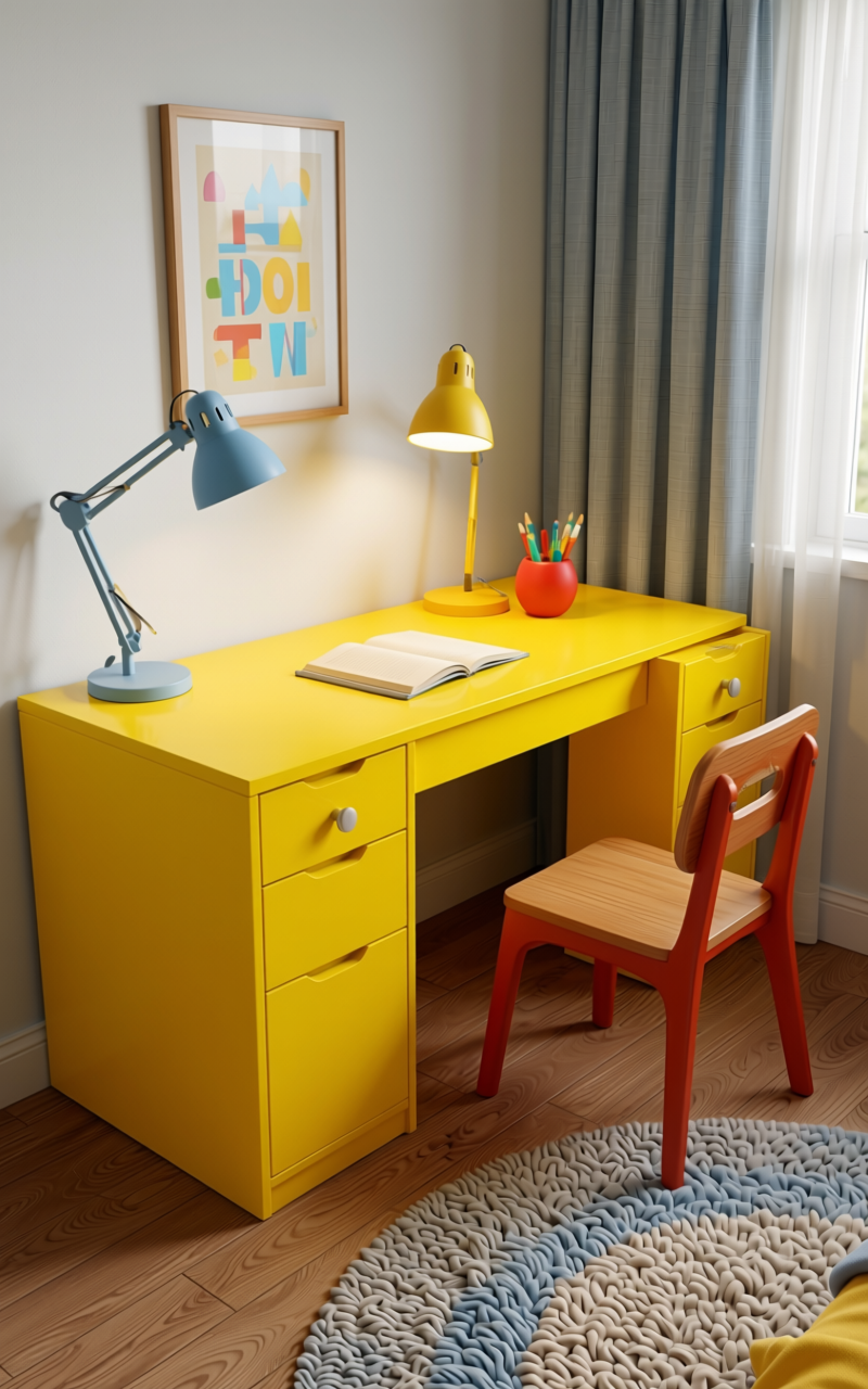 Happy Yellow Texture Laminate 4.25x10 ft - STY-SOL-1077 — application view in a kids' room