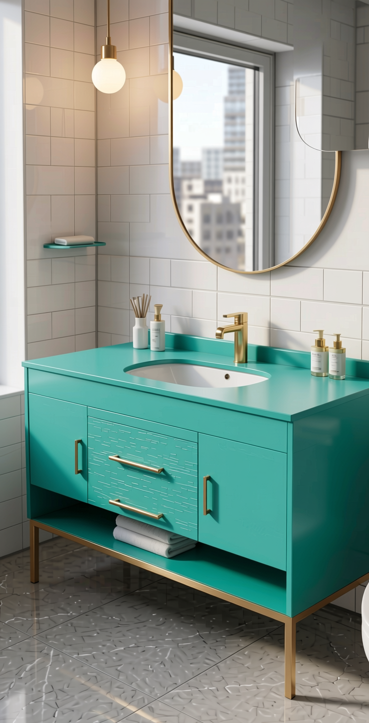 Aqua Marine Plain Laminate 8x4 ft Suede 1 mm - 3118 SF — application view in a bathroom