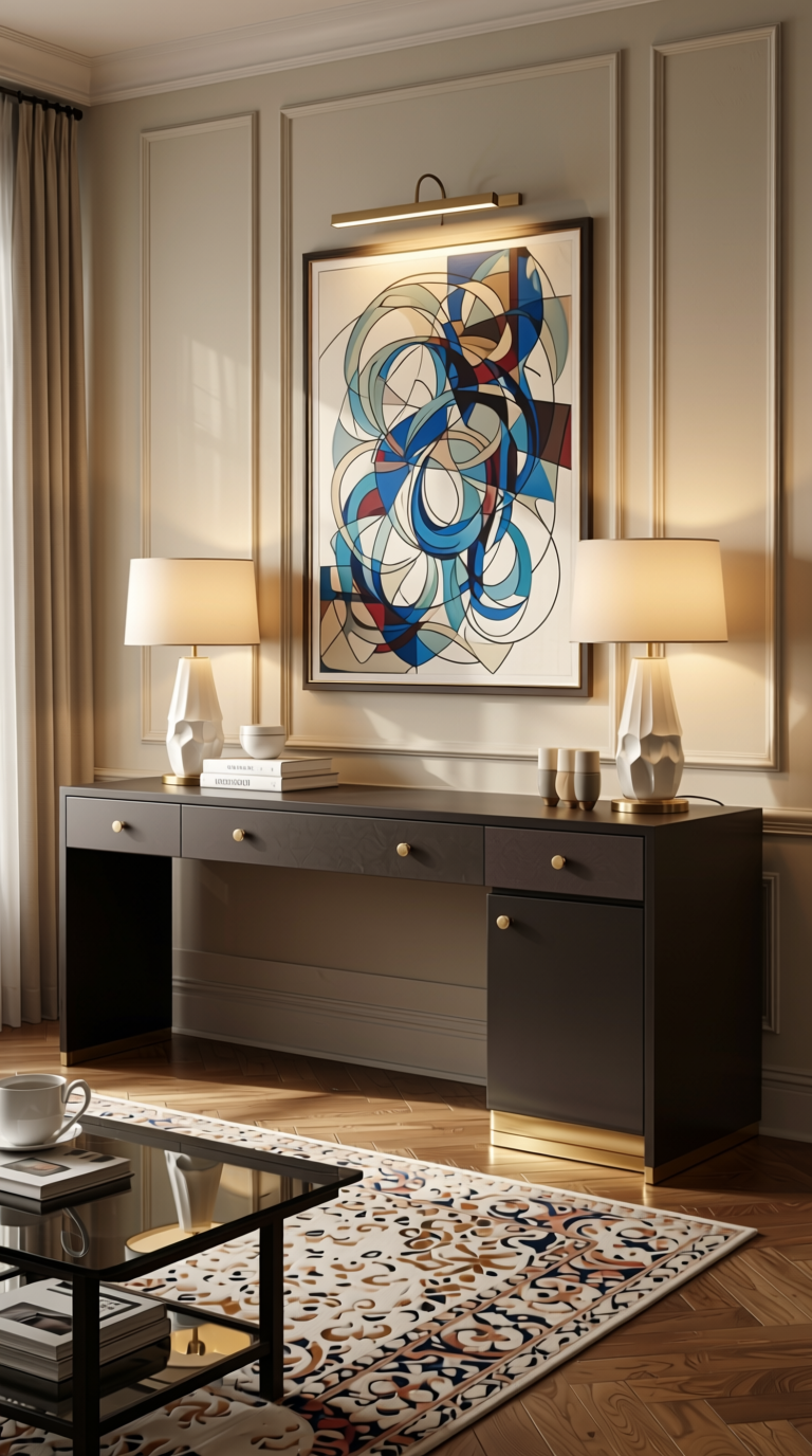 Belge Plain Laminate 8x4 ft Suede 1 mm - 3105 SF — application view in a elegant living room