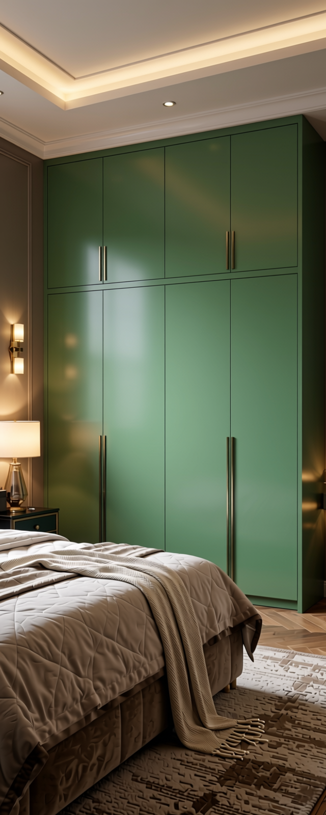 Forest Glow Designer Laminate 8x4 ft Texture 1 mm - 3196 SMC — application view in a luxury bedroom
