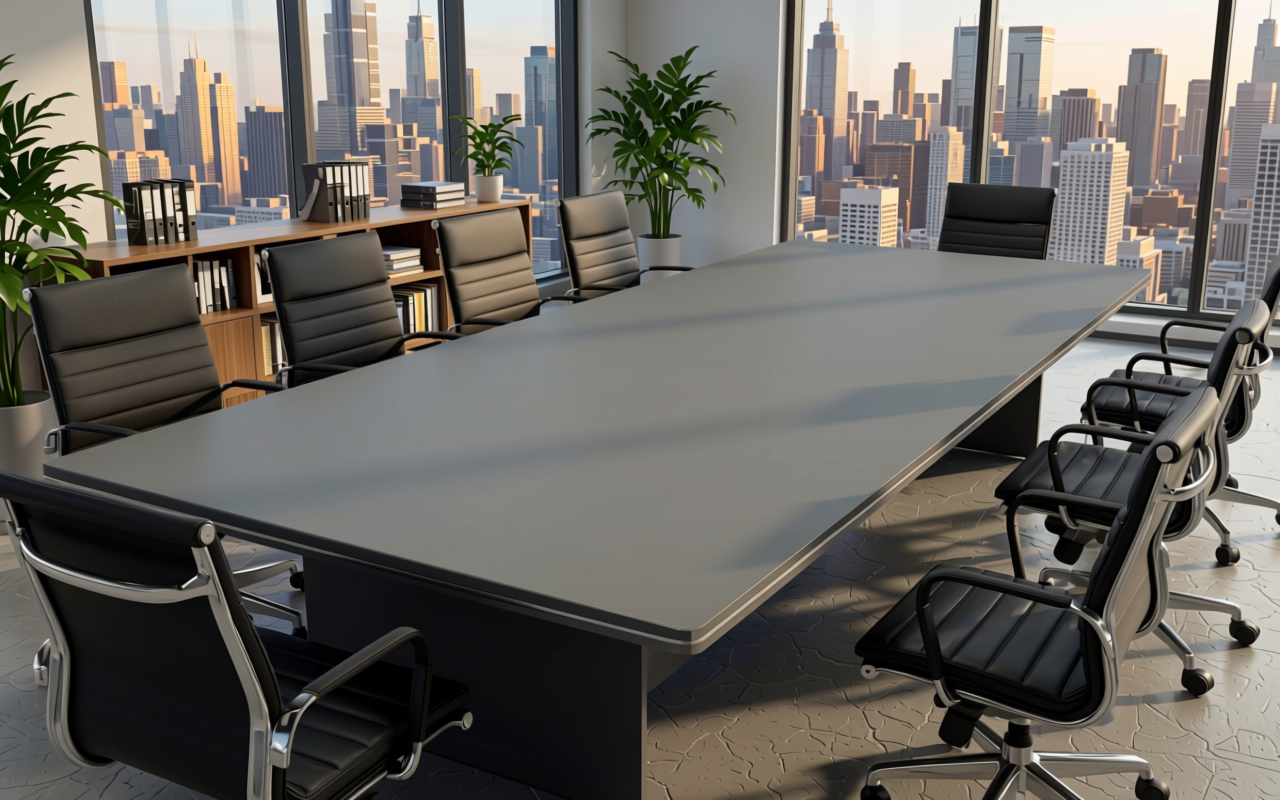 Gothic Grey Plain Laminate 8x4 ft Matte 1 mm - 3177 NMS — application view in a contemporary office