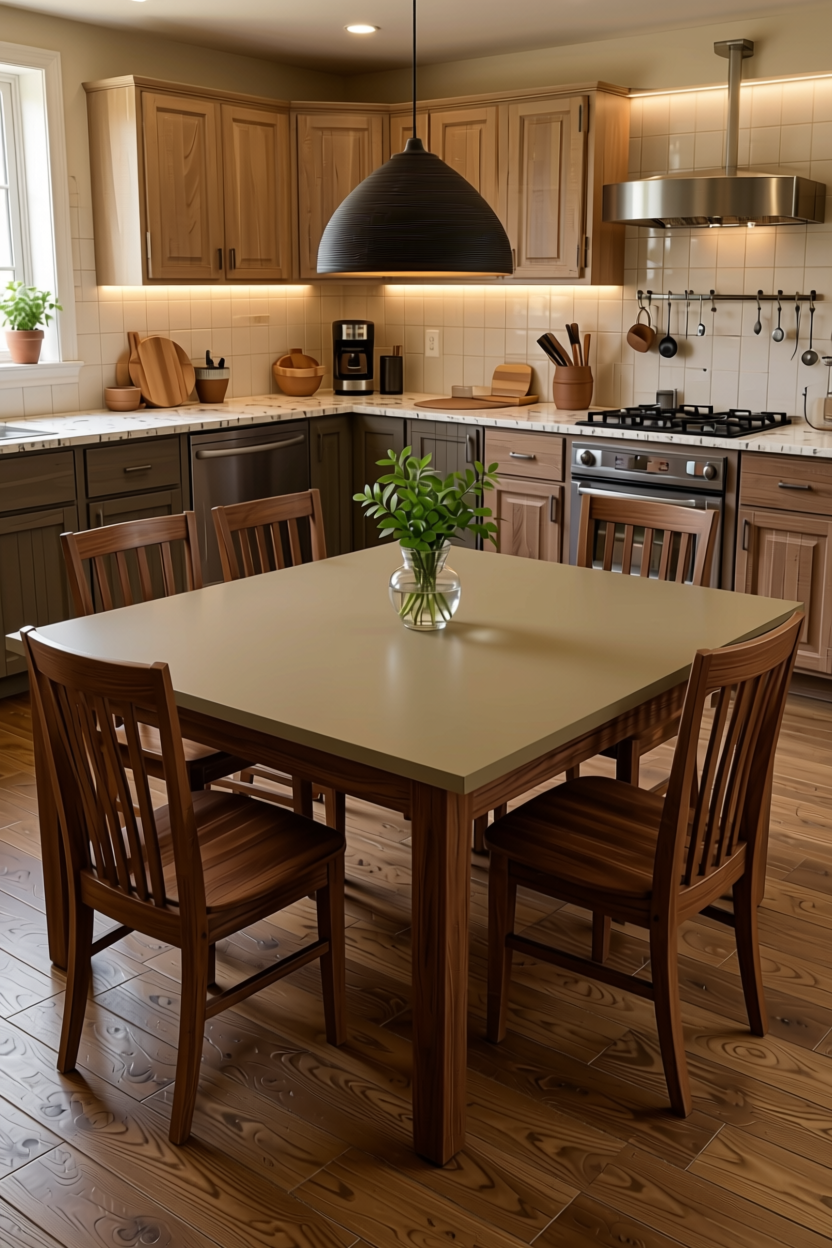 Khakhi Plain Laminate 8x4 ft Matte 1 mm - 3175 NMS — application view in a earthy dining room