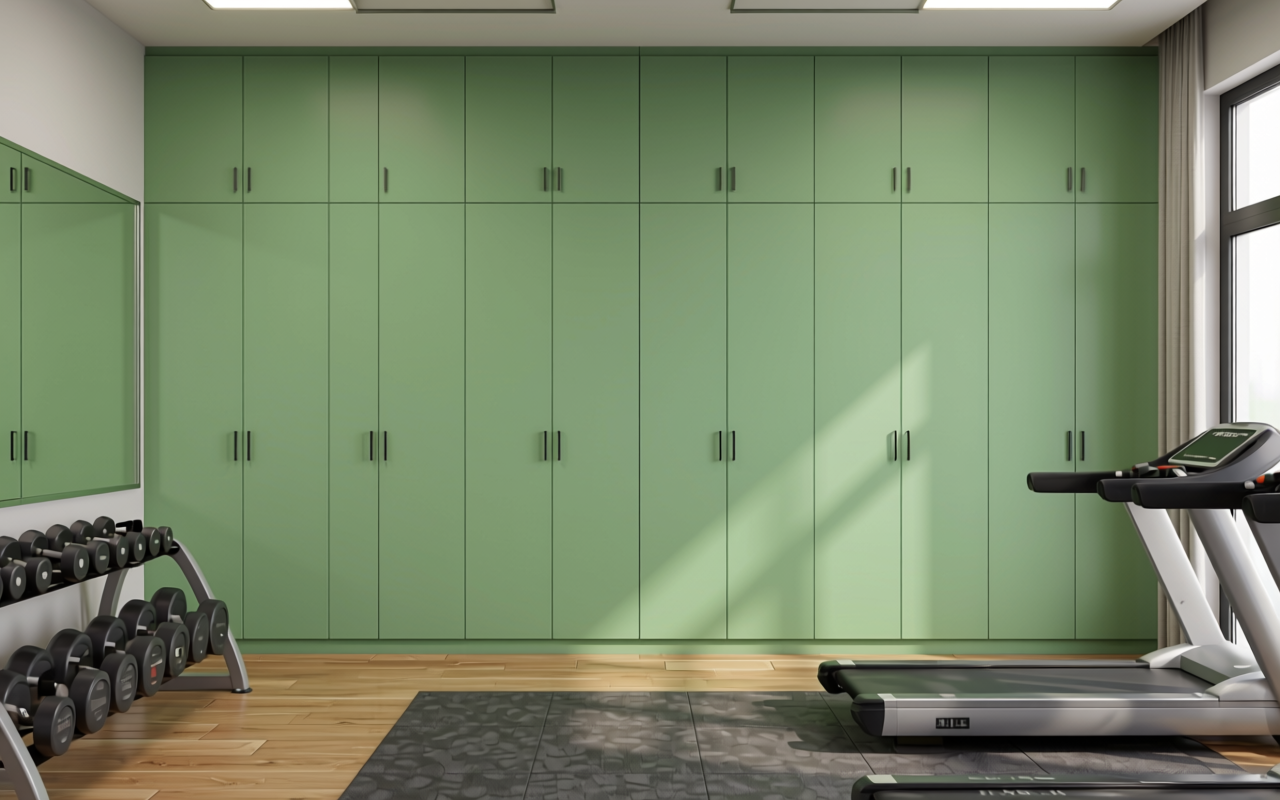 Parakeet Plain Laminate 8x4 ft Matte 1 mm - 3183 NMS — application view in a home gym
