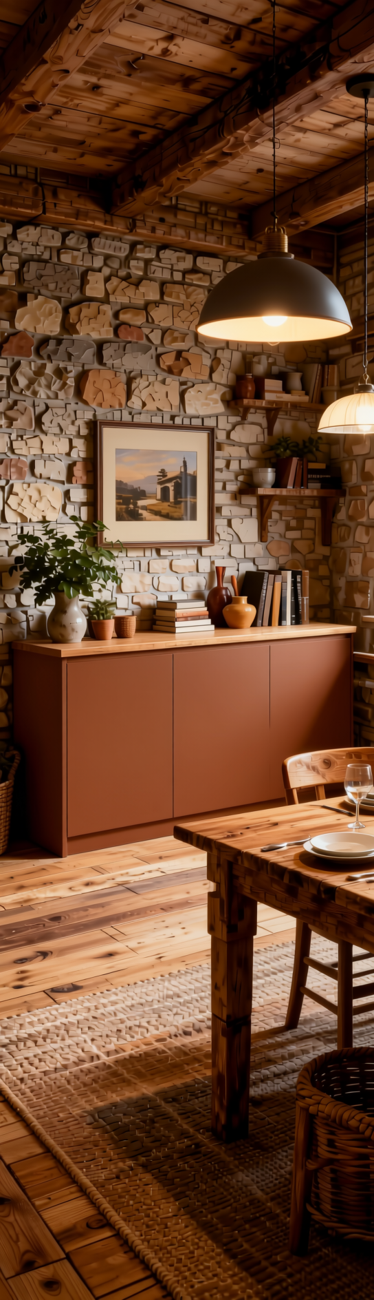 Russet Plain Laminate 8x4 ft Super Matte 1 - 3192 MM — application view in a rustic dining room
