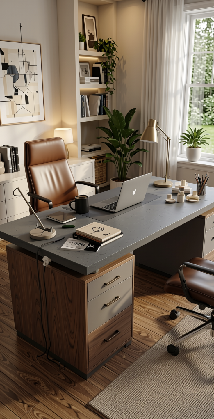 Slate Grey Plain Laminate 8x4 ft Suede 1 mm - 3108 SF — application view in a home office