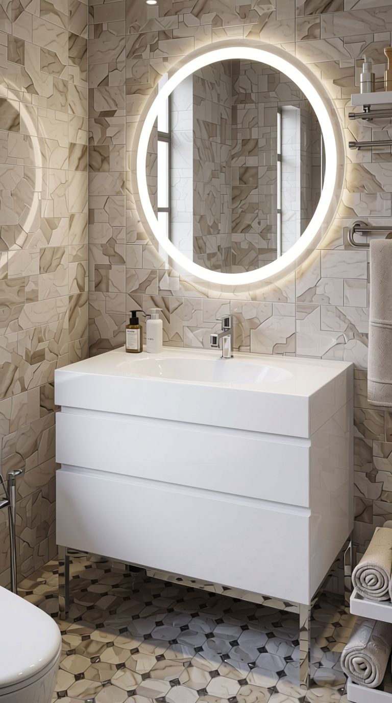 White Plain Laminate 8x4 ft High Gloss 1 mm - 4101 HGLS — application view in a bathroom