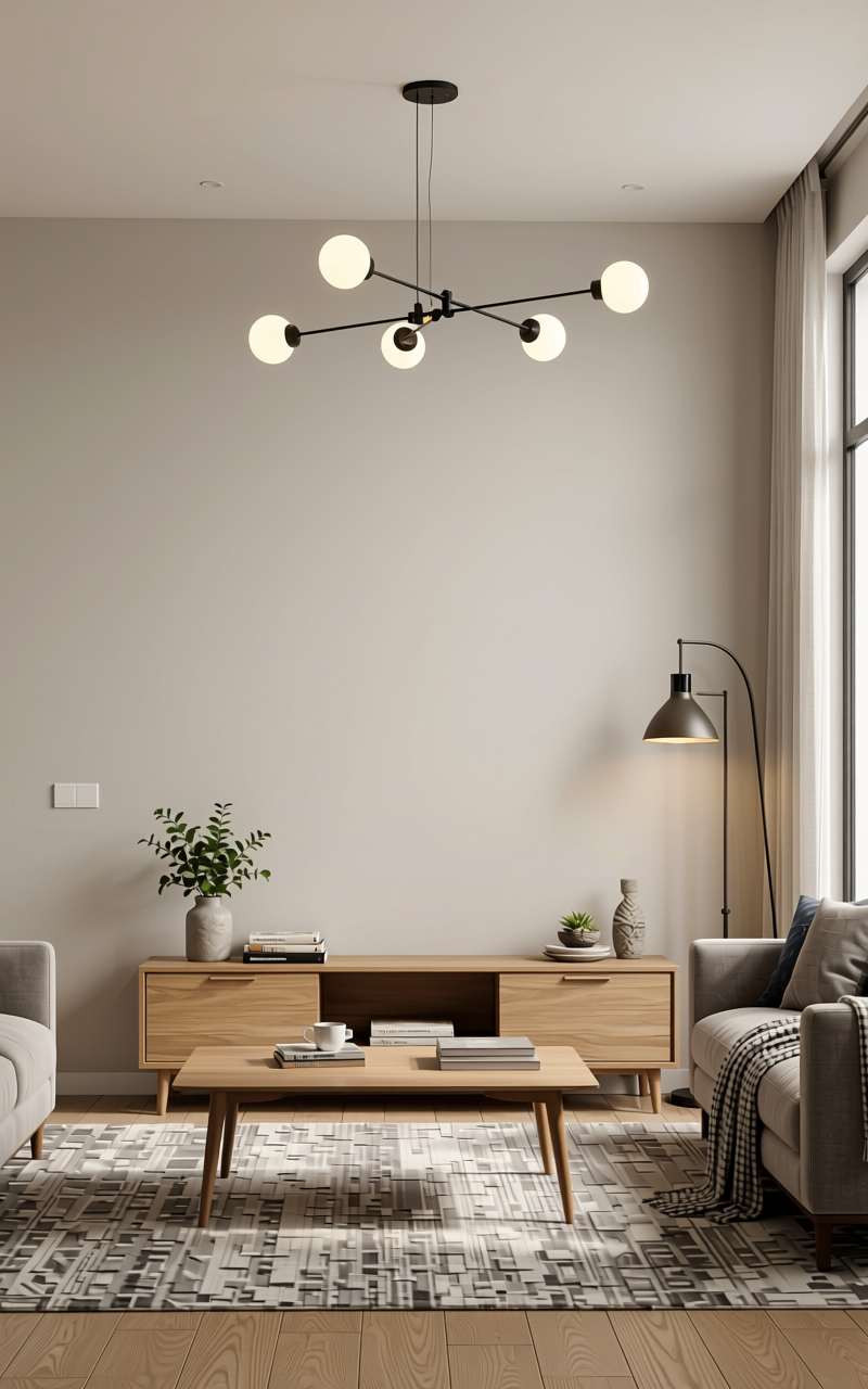 Ivory Grey Texture Laminate 4.25x10 ft - STY-SOL-538 — application view in a modern living room
