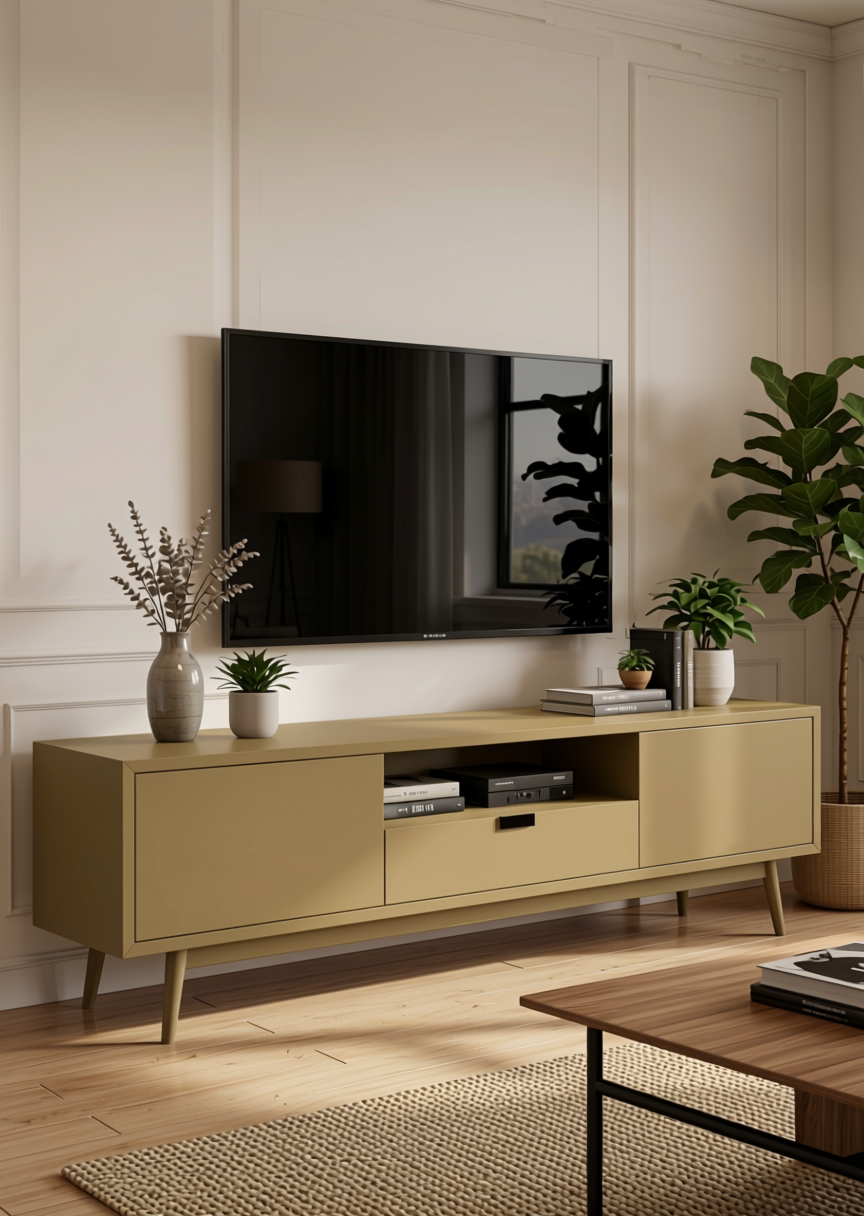 KHAKHI Beige Texture Laminate 4x8 ft - STY-SOL-8203 — application view in a living room