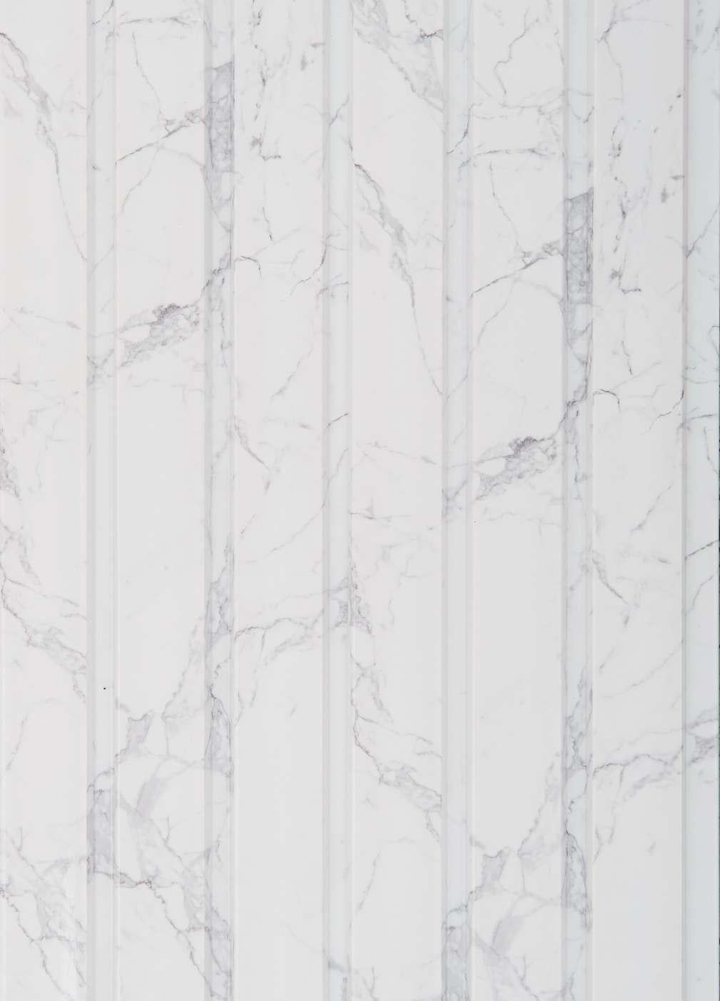 Next Level Louvers Korea Series White Marble Wall Panel Louvers 8x0.39 ft White #918882