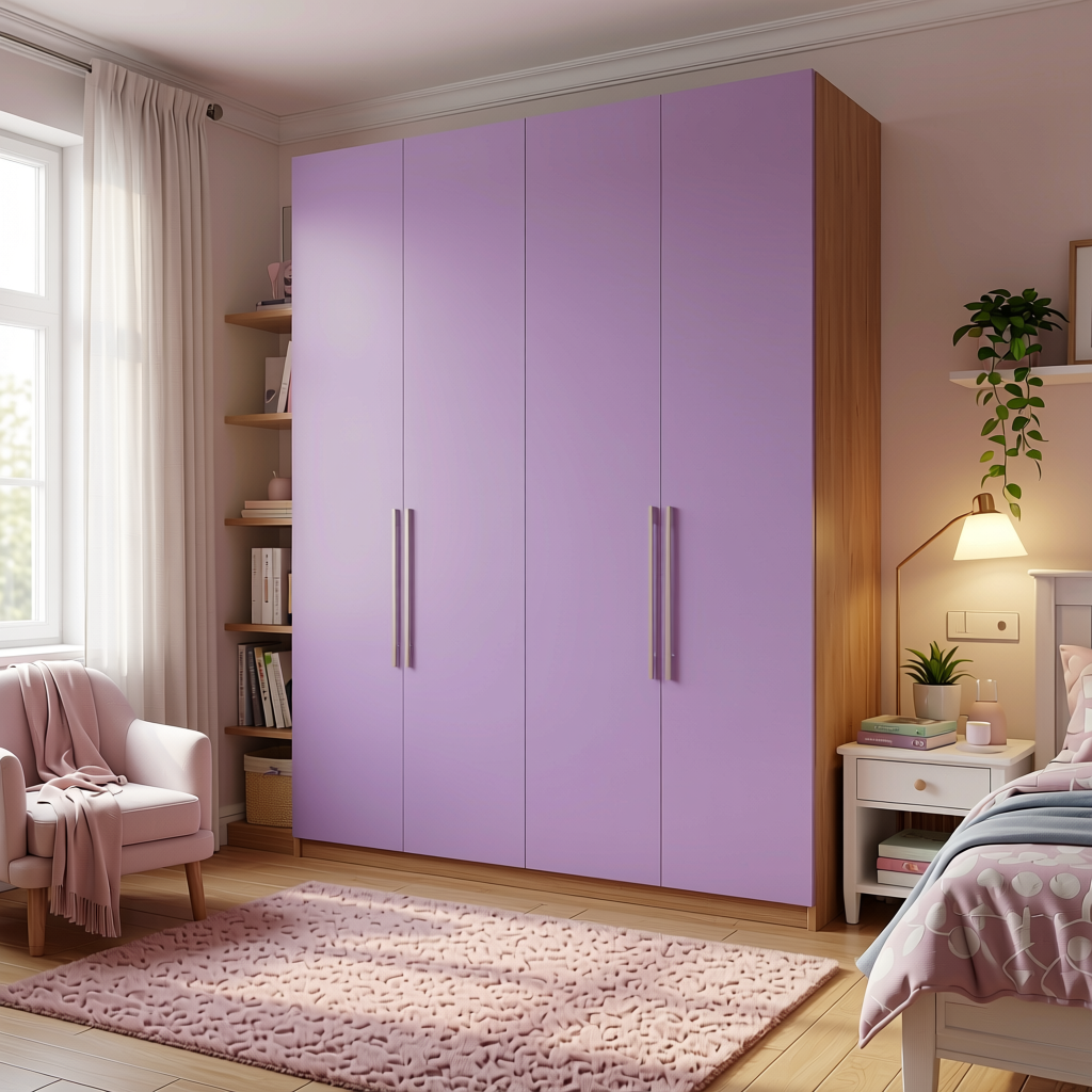 Lavender 2 Plain Colors Laminate 8*4 ft Matte 1.0 mm - HER-1422 — application view in a girl's bedroom